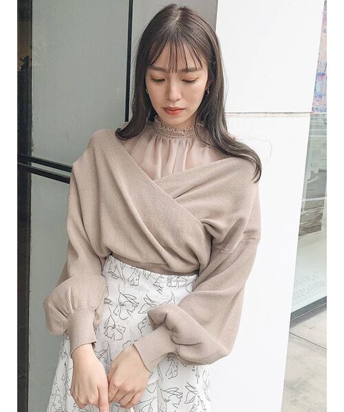 dazzlin（ダズリン）の「チュールレイヤードカシュクールニットⅡ（ニット/セーター・レディース・ベージュ/ピンク/グレー/モカ・FREE）」の15枚目の写真