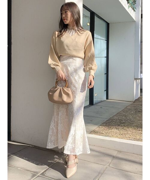 dazzlin（ダズリン）の「チュールレイヤードカシュクールニットⅡ（ニット/セーター・レディース・ベージュ/ピンク/グレー/モカ・FREE）」の18枚目の写真