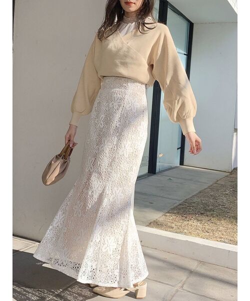 dazzlin（ダズリン）の「チュールレイヤードカシュクールニットⅡ（ニット/セーター・レディース・ベージュ/ピンク/グレー/モカ・FREE）」の19枚目の写真