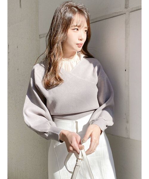 dazzlin（ダズリン）の「チュールレイヤードカシュクールニットⅡ（ニット/セーター・レディース・ベージュ/ピンク/グレー/モカ・FREE）」の20枚目の写真