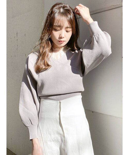 dazzlin（ダズリン）の「チュールレイヤードカシュクールニットⅡ（ニット/セーター・レディース・ベージュ/ピンク/グレー/モカ・FREE）」の21枚目の写真