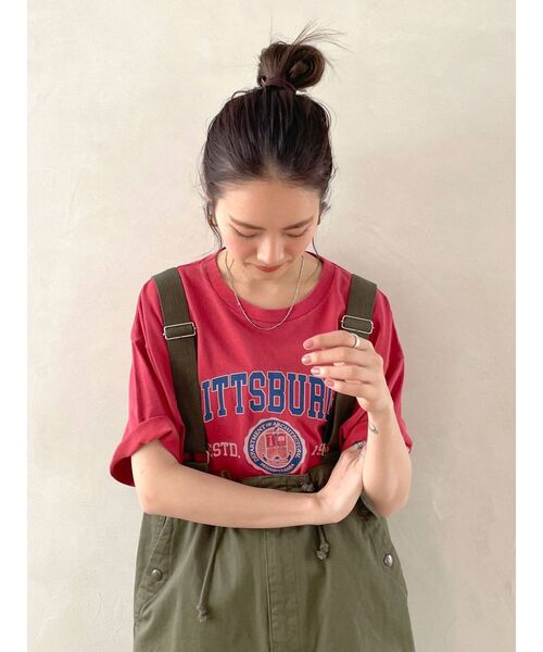 Ungrid(アングリッド)の「カレッジロゴビッグTee(Tシャツ/カットソー・レディース・チャコールグレー/ライトグレー/レッド/グリーン・FREE)」の8枚目の写真