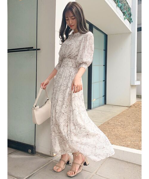 dazzlin（ダズリン）の「プリーツスリーブ5分袖ワンピース（ワンピース・レディース・オフホワイト/グレー/グリーン・FREE）」の6枚目の写真