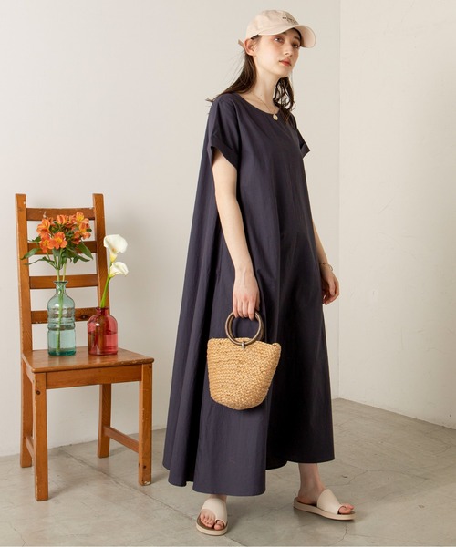 ANGIE（アンジー）の「コットンＡラインマキシワンピース（ワンピース・レディース・ネイビー/レッド/ブラック/グリーン・FREE）」の6枚目の写真