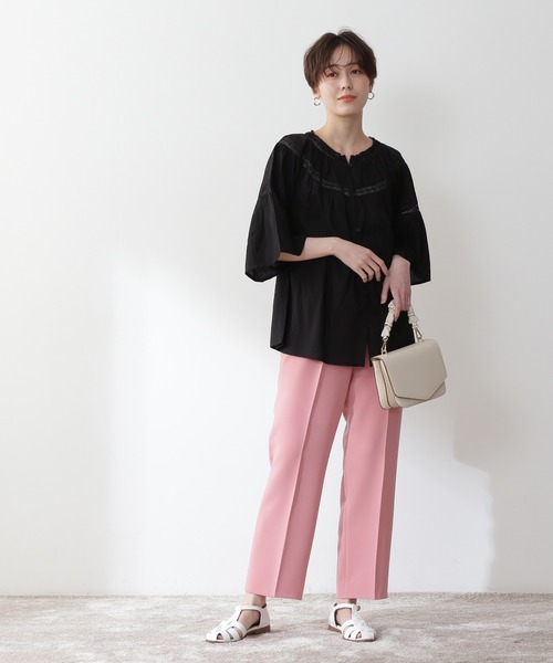 N.(N. Natural Beauty Basic)(エヌエヌナチュラルビューティーベーシック)の「◆ティアードレースチュニックブラウス(シャツ/ブラウス・レディース・イエロー/ブラック/オフホワイト・MEDIUM)」の9枚目の写真