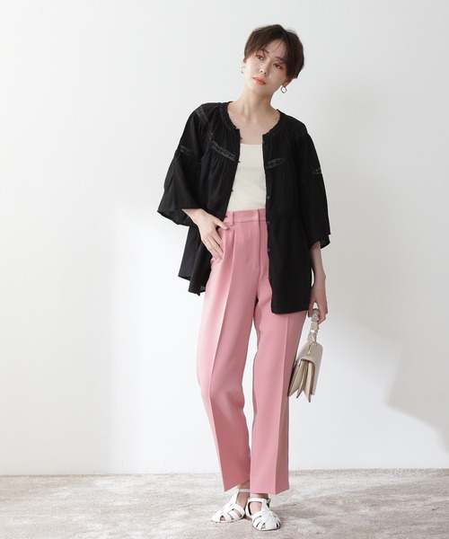 N.(N. Natural Beauty Basic)(エヌエヌナチュラルビューティーベーシック)の「◆ティアードレースチュニックブラウス(シャツ/ブラウス・レディース・イエロー/ブラック/オフホワイト・MEDIUM)」の12枚目の写真