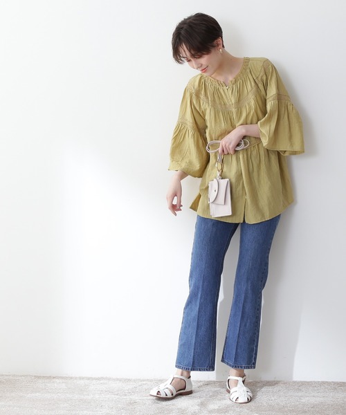 N.(N. Natural Beauty Basic)(エヌエヌナチュラルビューティーベーシック)の「◆ティアードレースチュニックブラウス(シャツ/ブラウス・レディース・イエロー/ブラック/オフホワイト・MEDIUM)」の13枚目の写真