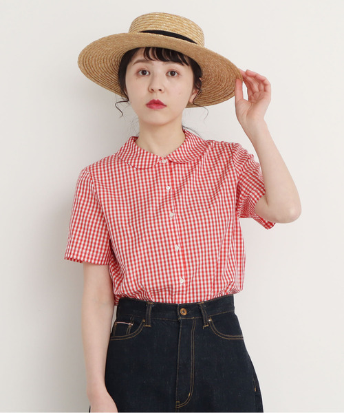 チャイルドウーマン ブロード丸衿半袖ブラウス CHILD WOMAN（チャイルドウーマン）の「100/2ブロード 丸衿半袖