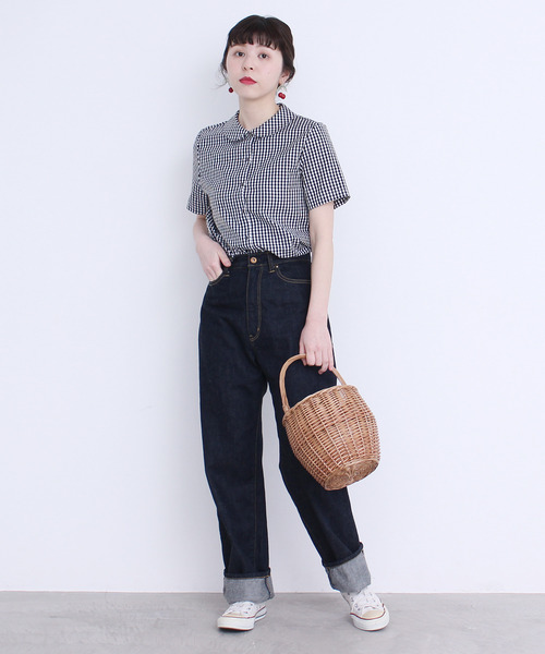 CHILD WOMAN（チャイルドウーマン）の「100/2ブロード 丸衿半袖ブラウス（シャツ/ブラウス・レディース・ホワイト/ブラック系その他/レッド系その他・FREE）」の10枚目の写真