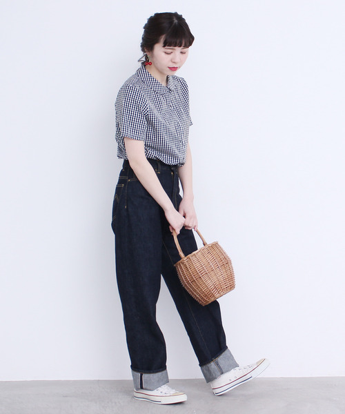 CHILD WOMAN（チャイルドウーマン）の「100/2ブロード 丸衿半袖ブラウス（シャツ/ブラウス・レディース・ホワイト/ブラック系その他/レッド系その他・FREE）」の11枚目の写真