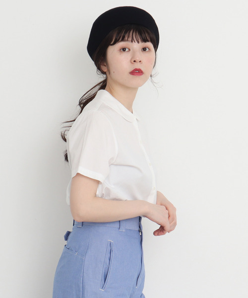 チャイルドウーマン ブロード丸衿半袖ブラウス CHILD WOMAN（チャイルドウーマン）の「100/2ブロード 丸衿半袖