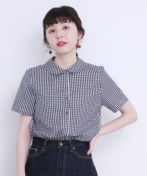 CHILD WOMAN（チャイルドウーマン）の「100/2ブロード 丸衿半袖ブラウス（シャツ/ブラウス・レディース・ホワイト/ブラック系その他/レッド系その他・FREE）」の17枚目の写真