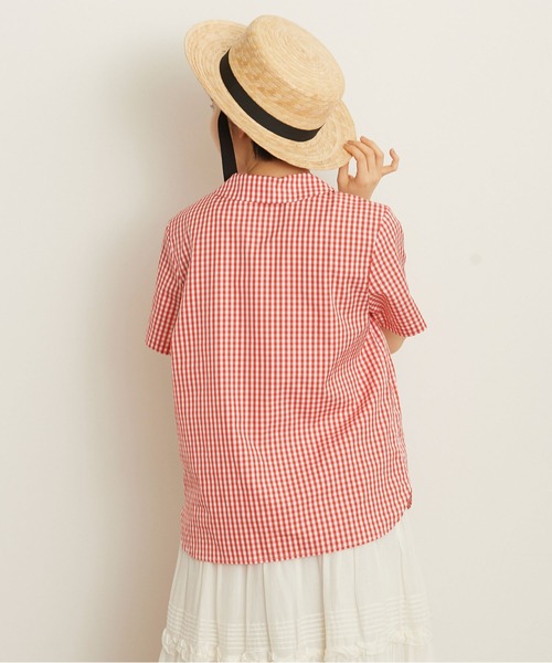 CHILD WOMAN（チャイルドウーマン）の「100/2ブロード 丸衿半袖ブラウス（シャツ/ブラウス・レディース・ホワイト/ブラック系その他/レッド系その他・FREE）」の20枚目の写真