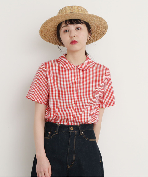 CHILD WOMAN(チャイルドウーマン)の「100/2ブロード 丸衿半袖ブラウス(シャツ/ブラウス・レディース・ホワイト/ブラック系その他/レッド系その他・FREE)」の16枚目の写真