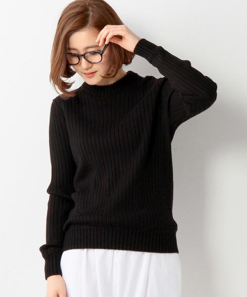 UNITED ARROWS（ユナイテッドアローズ）の「＜VONDEL（ボンデル）＞ ワイドリブ ニット ◆（ニット/セーター・レディース・ホワイト/ブラック・フリー）」の2枚目の写真