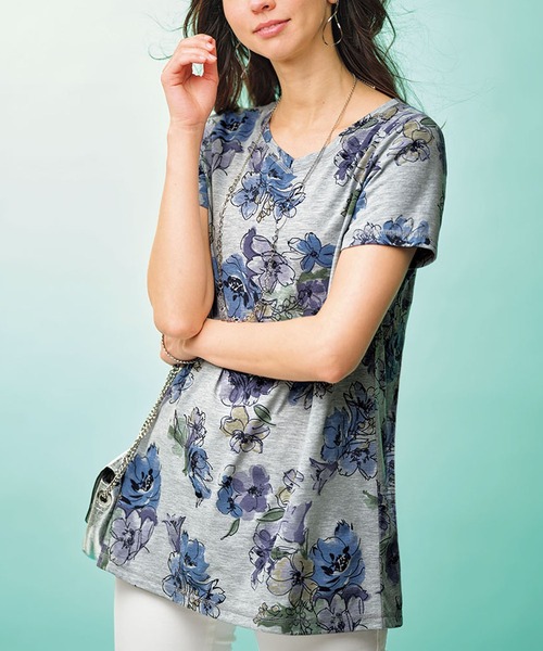 BELLUNA PLUS(ベルーナ)の「美人顔シルエットプリントプルオーバー(Tシャツ/カットソー・レディース・ブラック/ターコイズブルー/その他1/その他2/グリーン系その他・X-LARGE/MEDIUM/LARGE)」の5枚目の写真
