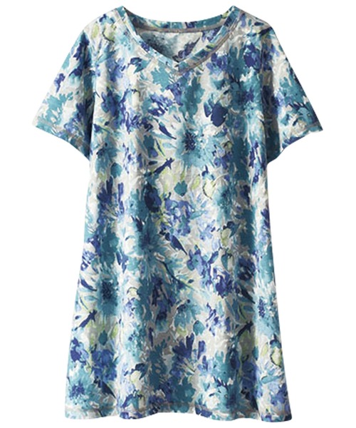BELLUNA PLUS(ベルーナ)の「美人顔シルエットプリントプルオーバー(Tシャツ/カットソー・レディース・ブラック/ターコイズブルー/その他1/その他2/グリーン系その他・X-LARGE/MEDIUM/LARGE)」の3枚目の写真