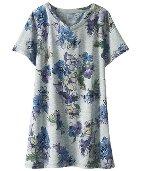 BELLUNA PLUS(ベルーナ)の「美人顔シルエットプリントプルオーバー(Tシャツ/カットソー・レディース・ブラック/ターコイズブルー/その他1/その他2/グリーン系その他・X-LARGE/MEDIUM/LARGE)」の8枚目の写真