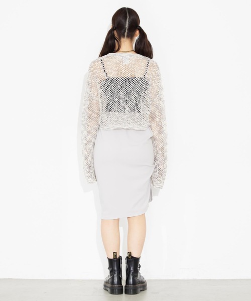 X-girl（エックスガール）の「OPENWORK KNIT CARDIGAN（カーディガン/ボレロ・レディース・グレー/マルチ/イエロー・ONE SIZE）」の10枚目の写真