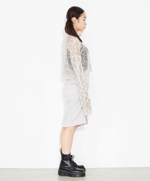 X-girl（エックスガール）の「OPENWORK KNIT CARDIGAN（カーディガン/ボレロ・レディース・グレー/マルチ/イエロー・ONE SIZE）」の9枚目の写真