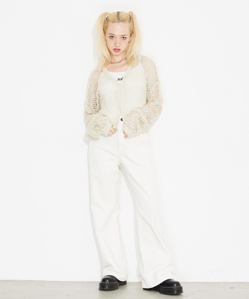 X-girl（エックスガール）の「OPENWORK KNIT CARDIGAN（カーディガン/ボレロ・レディース・グレー/マルチ/イエロー・ONE SIZE）」の18枚目の写真