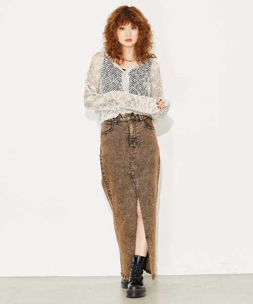X-girl(エックスガール)の「OPENWORK KNIT CARDIGAN(カーディガン/ボレロ・レディース・グレー/マルチ/イエロー・ONE SIZE)」の19枚目の写真
