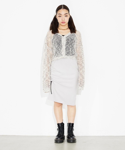 カーディガン Openwork knit cardigan レディース X-girl（エックスガール）の「OPENWORK KNIT CARDIGAN