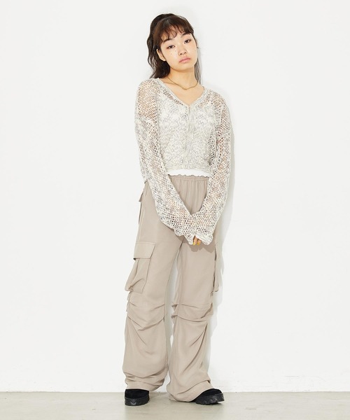 X-girl(エックスガール)の「OPENWORK KNIT CARDIGAN(カーディガン/ボレロ・レディース・グレー/マルチ/イエロー・ONE SIZE)」の18枚目の写真