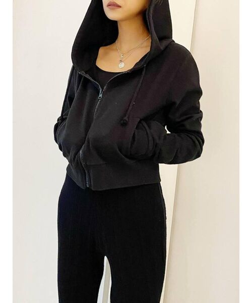 GYDA（ジェイダ）の「BASICショートパーカー（パーカー・レディース・ブラック/グレー/オフホワイト/ベージュ・FREE）」の15枚目の写真