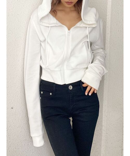 GYDA（ジェイダ）の「BASICショートパーカー（パーカー・レディース・ブラック/グレー/オフホワイト/ベージュ・FREE）」の19枚目の写真