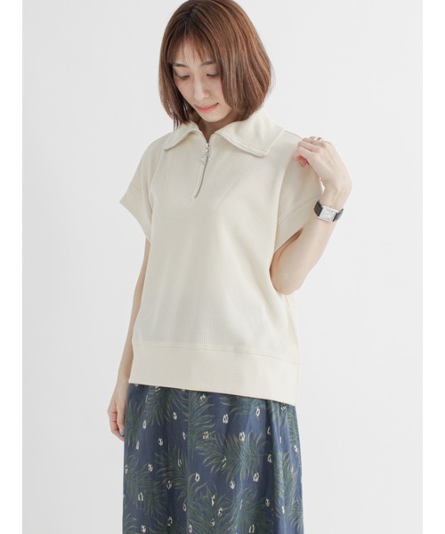 Lugnoncure(ルノンキュール)の「ハーフジップトップス【セットアップ】(Tシャツ/カットソー・レディース・ブラック/オレンジ/キナリ・フリ-)」の2枚目の写真