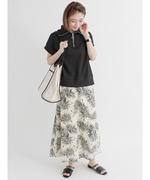 Lugnoncure(ルノンキュール)の「ハーフジップトップス【セットアップ】(Tシャツ/カットソー・レディース・ブラック/オレンジ/キナリ・フリ-)」の9枚目の写真