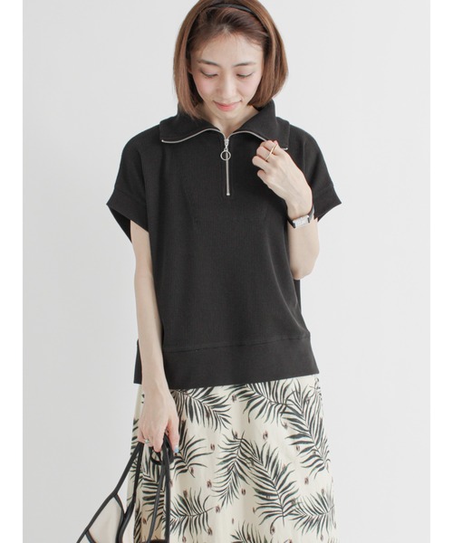 Lugnoncure(ルノンキュール)の「ハーフジップトップス【セットアップ】(Tシャツ/カットソー・レディース・ブラック/オレンジ/キナリ・フリ-)」の14枚目の写真