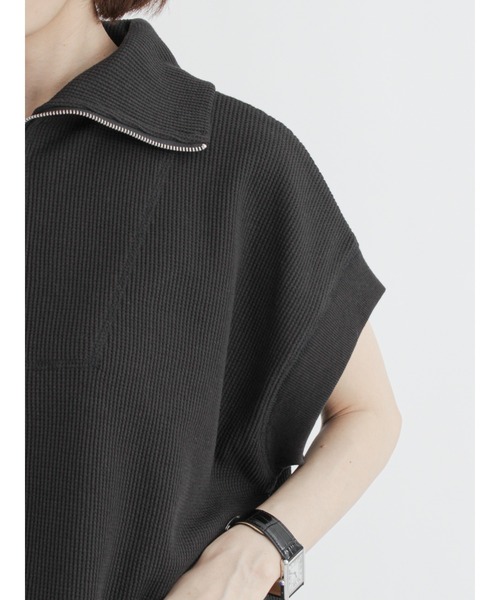 Lugnoncure(ルノンキュール)の「ハーフジップトップス【セットアップ】(Tシャツ/カットソー・レディース・ブラック/オレンジ/キナリ・フリ-)」の7枚目の写真