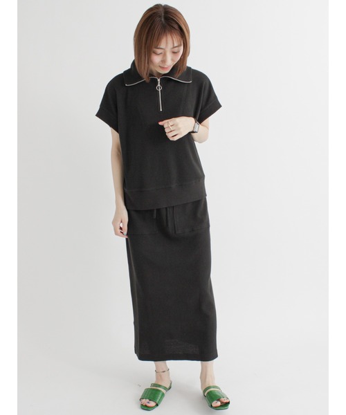 Lugnoncure(ルノンキュール)の「ハーフジップトップス【セットアップ】(Tシャツ/カットソー・レディース・ブラック/オレンジ/キナリ・フリ-)」の10枚目の写真