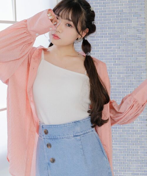 ems excite（エムズエキサイト）の「ストライプシアーSH（シャツ/ブラウス・レディース・グリーン系その他/イエロー系その他/レッド系その他・FREE）」の14枚目の写真