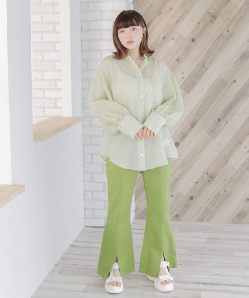 ems excite（エムズエキサイト）の「ストライプシアーSH（シャツ/ブラウス・レディース・グリーン系その他/イエロー系その他/レッド系その他・FREE）」の20枚目の写真