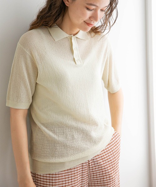◆シアーポロシャツニットプルオーバー◆ Spick & Span｜手洗い可 / シアーポロシャツニットプルオーバー