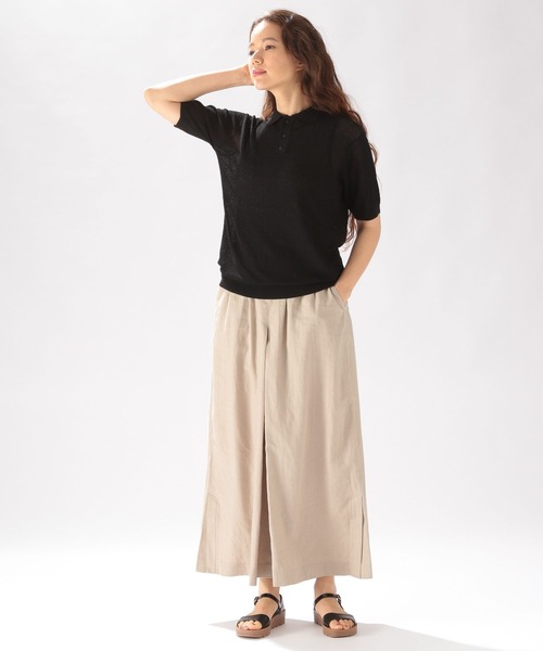 niko and...（ニコアンド）の「シアーニットポロプルオーバー（ポロシャツ・レディース・ブラック/オレンジ/アイボリー・MEDIUM/LARGE）」の4枚目の写真