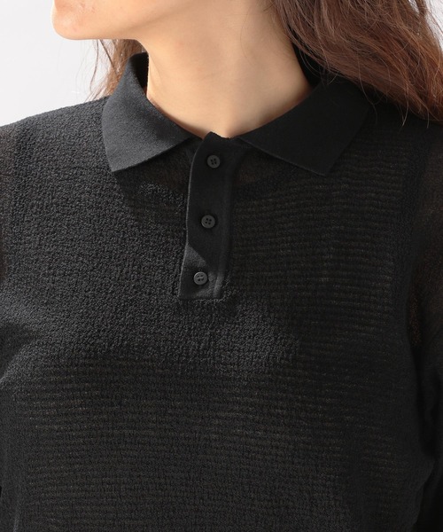 niko and...（ニコアンド）の「シアーニットポロプルオーバー（ポロシャツ・レディース・ブラック/オレンジ/アイボリー・MEDIUM/LARGE）」の7枚目の写真