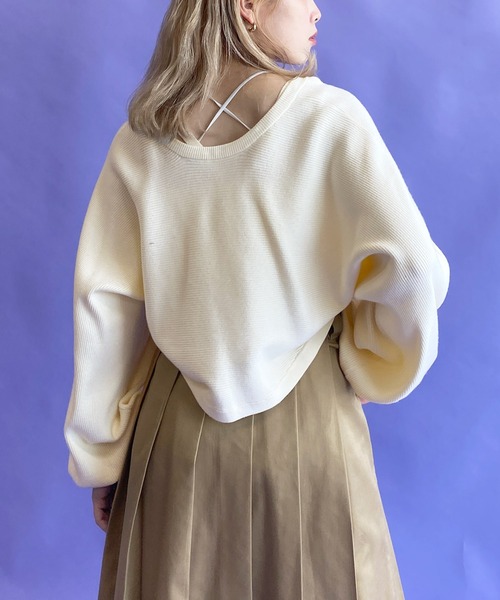 w closet(ダブルクローゼット)の「【マルチウェイ】ボレロカーディガン&キャミソールSET(カーディガン/ボレロ・レディース・オフホワイト/ラベンダー/サックスブルー/ブラック・FREE)」の19枚目の写真