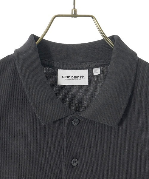 Carhartt WIP（カーハートダブリューアイピー）の「Carhartt WIP / カーハート ワークインプログレス：S/S　CHASE　PIQUE POLO：I023807[WAX]（ポロシャツ・メンズ・ブラック×ゴールド/ヘザーグレー・XL/S/M）」の9枚目の写真