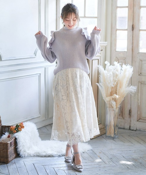 NOELA（ノエラ）の「線描きチュールスカート（スカート・レディース・ブラウン/オフホワイト/サックスブルー・M/S）」の5枚目の写真