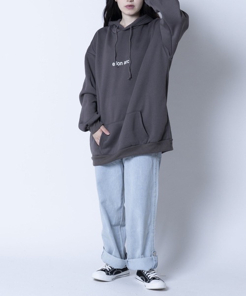 ARCADE（アーケード）の「韓国風 オーバーサイズ ミニカレッジロゴ フーディー スウェット パーカー -ARCADE Limited Line-（パーカー・レディース・ネイビー/グレー/グリーン・FREE）」の18枚目の写真