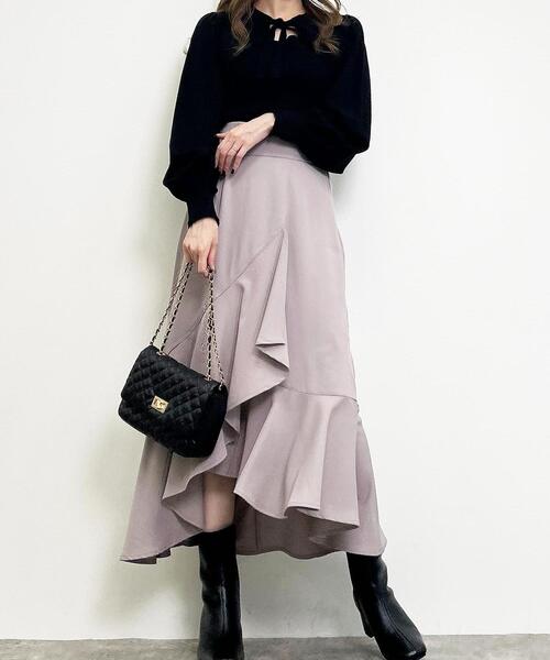 INGNI(イング)の「ラップイレヘムスカート(スカート・レディース・ブラック/ブラウン/グレー系その他/ブルー系その他2/ボルドー・FREE)」の3枚目の写真