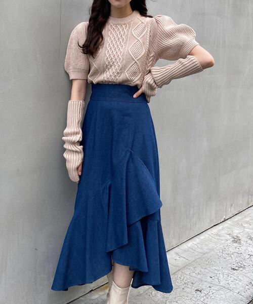 INGNI(イング)の「ラップイレヘムスカート(スカート・レディース・ブラック/ブラウン/グレー系その他/ブルー系その他2/ボルドー・FREE)」の1枚目の写真