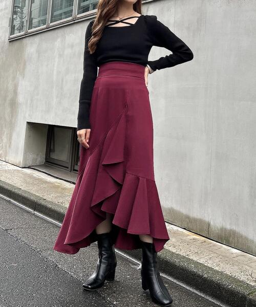 INGNI(イング)の「ラップイレヘムスカート(スカート・レディース・ブラック/ブラウン/グレー系その他/ブルー系その他2/ボルドー・FREE)」の12枚目の写真