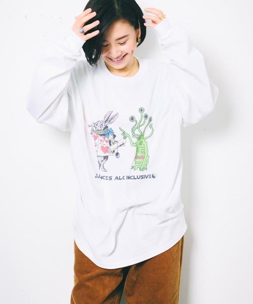 AlexanderLeeChang（アレキサンダーリーチャン）の「BACANCES ALL INCLUSIVE×AlexanderLeeChang/バカンス・オールインクルーシブ×アレキサンダーリーチャン BLC L/S T ALEX RABBIT（Tシャツ/カットソー・メンズ・ホワイト/グレー/ゴールド・M/L/XL）」の2枚目の写真