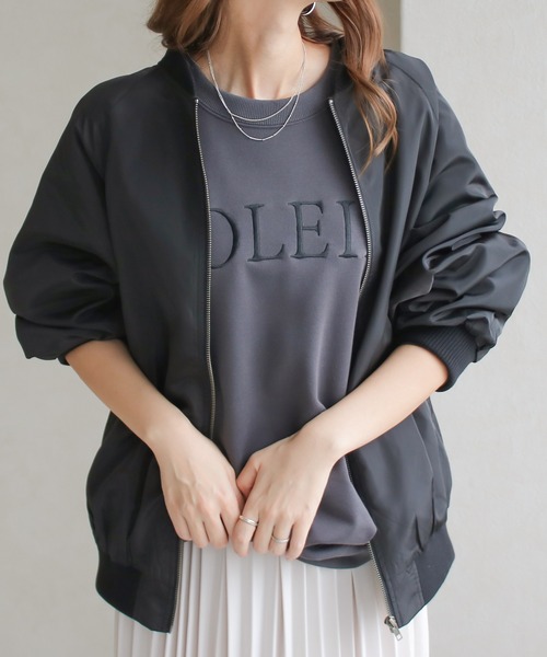 Social GIRL（ソーシャルガール）の「シャーリングMA-1ブルゾン（MA-1・レディース・ブラック/オフホワイト/カーキ・M/L）」の12枚目の写真