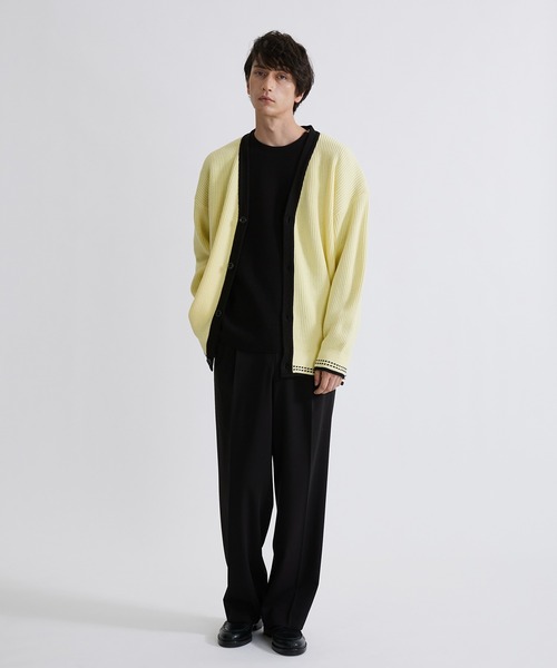 UNITED TOKYO（ユナイテッドトウキョウ）の「ステッチバイカラーカーディガン │ ユニセックス（カーディガン/ボレロ・メンズ・ブラック/パープル/アイボリー/カーキ・1/2）」の12枚目の写真